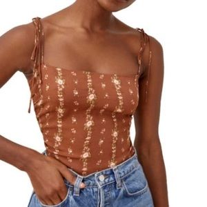 Reformation Lupe brown floral print (8) Medium camisole spaghetti tie straps
